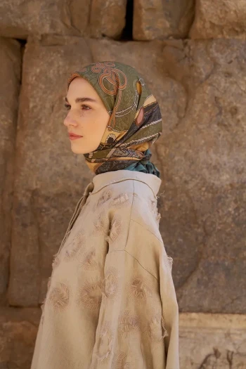 YEŞİL ED Scarf Glaze Braid Desen Eşarp
