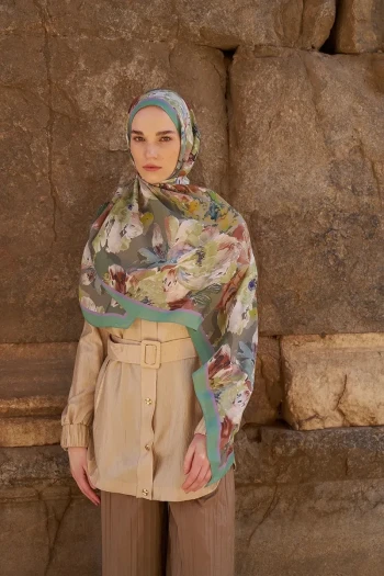 YEŞİL ED Scarf Sunrise Çiçek Desen Şal
