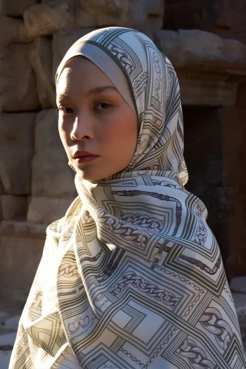 YEŞİL ED Scarf Sunrise Geometrik Desen Şal