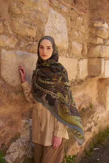 YEŞİL ED Scarf Sunrise Karnaval Desen Şal