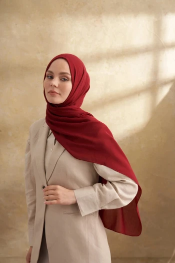 BORDO Armanda Pamuk Modal Aden Desen Şal 3355