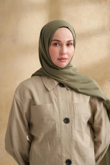 HAKİ Armanda Pamuk Modal Aden Desen Şal 3355