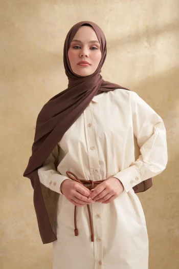 Kahve Armanda Pamuk Modal Aden Desen Şal 3355