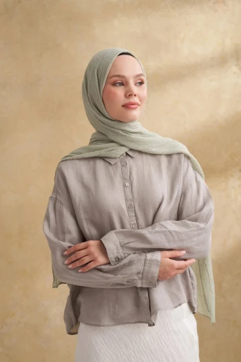 Keten Yeşili Armanda Müslin Şal 3351