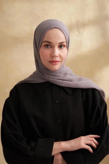 Koyu Gri Armanda Müslin Şal 3351