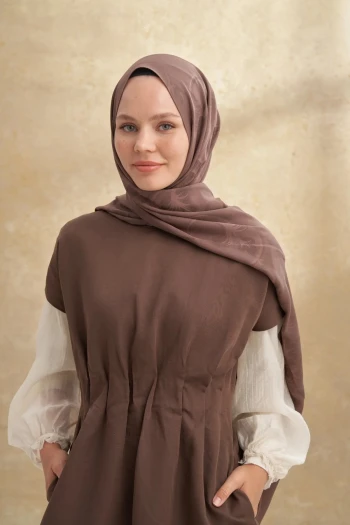 Koyu Vizon Armanda Barok Desen Şal 3357