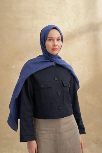 LACİVERT Armanda Barok Desen Şal 3357