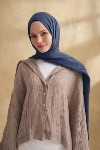 LACİVERT Armanda Pamuk Modal Aden Desen Şal 3355