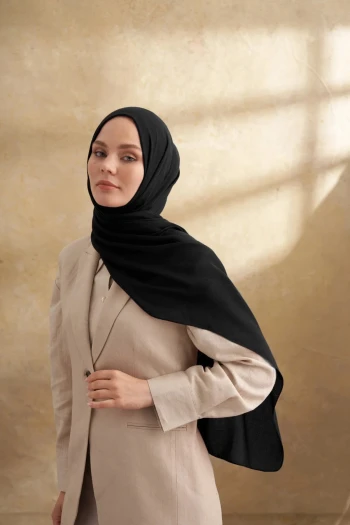 SİYAH Armanda Pamuk Modal Aden Desen Şal 3355