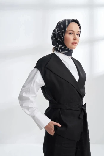 Siyah Lacivert Armanda Twill İpek Eşarp 4309