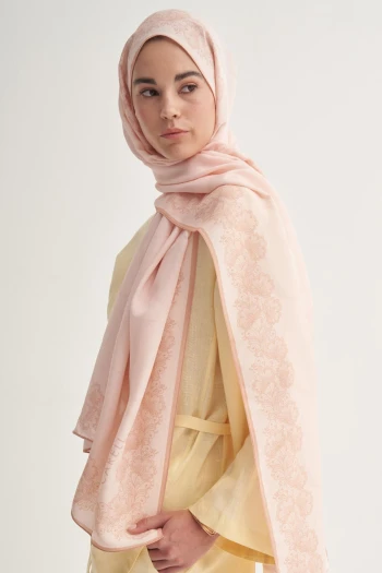 SOMON Carell Floral Çiçekli Monogram Floş Şal
