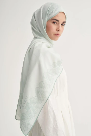 SU YEŞİLİ Carell Floral Çiçekli Monogram Floş Şal
