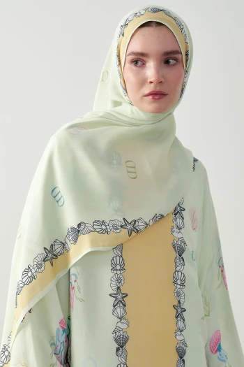SU YEŞİLİ Carell Ocean Monogram Floş Şal