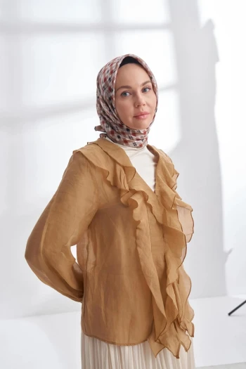 Sütlü Kahve Armanda Twill İpek Eşarp 4307