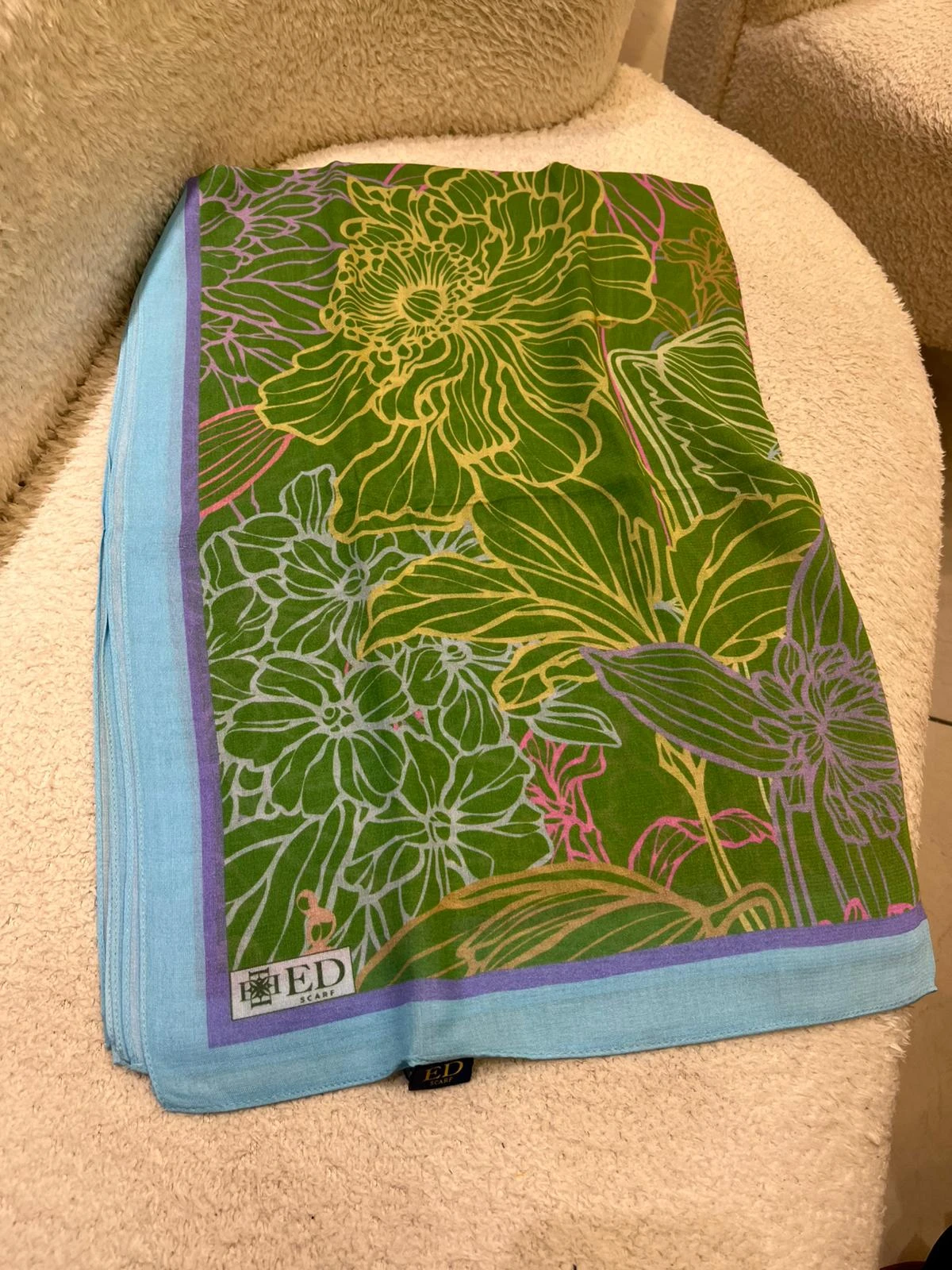 11 Ed Scarf Çiçek Dalgası Desenli Şal