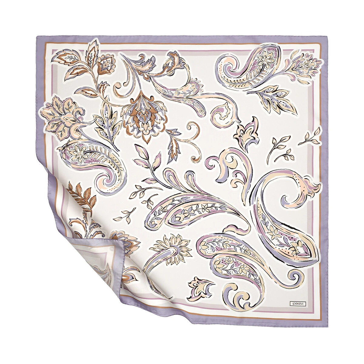 Beyaz Leylak İpekevi Twill İpek Eşarp 1359