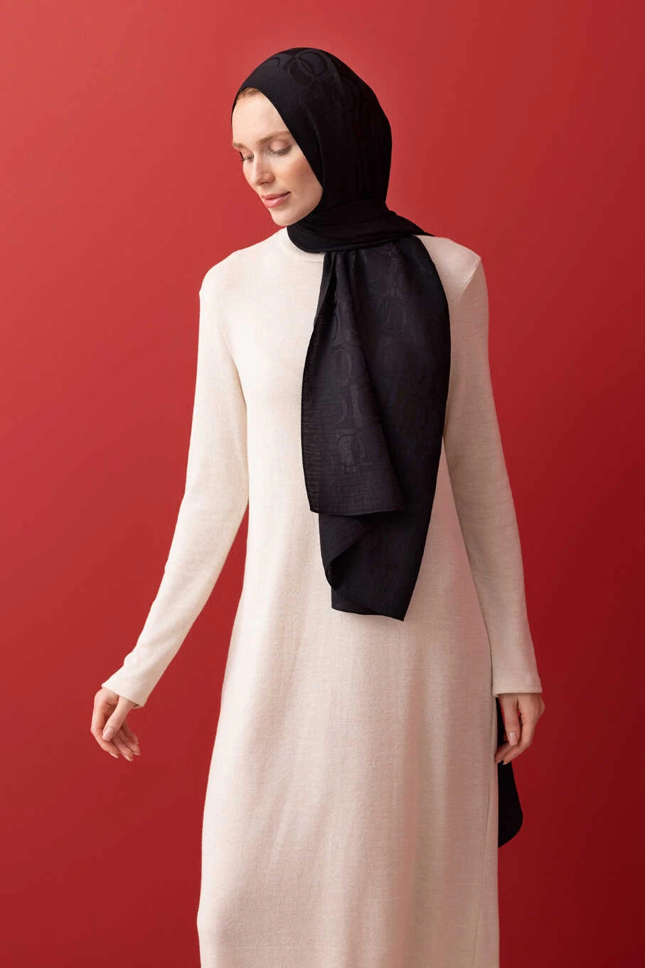 Black İmannoor Dama Desen Naia Pamuk Şal 241-3001