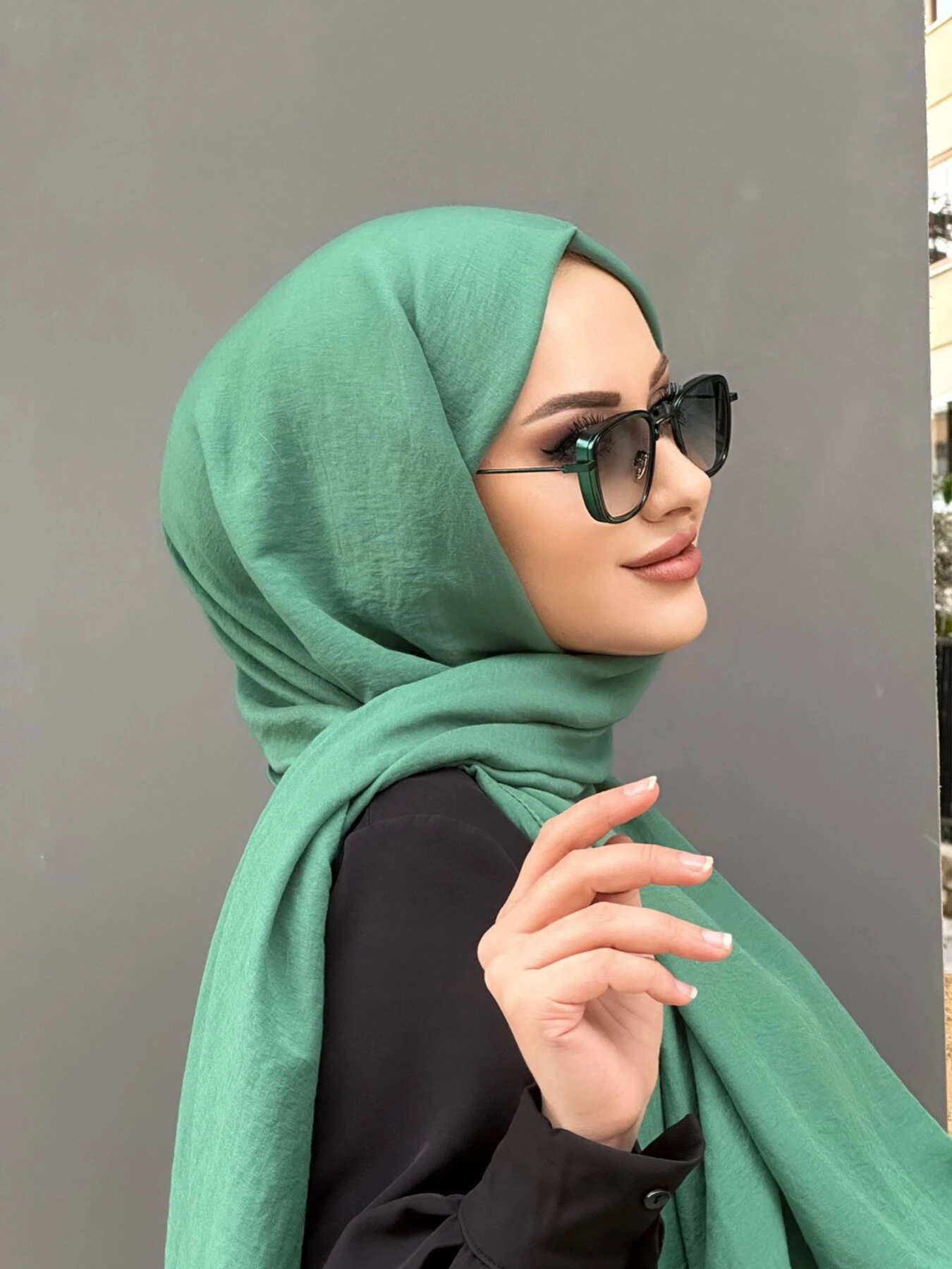 Çim Yeşili Harem Scarf İncila Şal