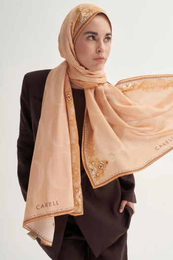 SOMON Carell Luxe Çiçekli Monogram Floş Şal