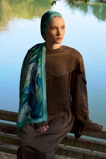 YEŞİL Ed Scarf Inspired Limerence Desen Şal