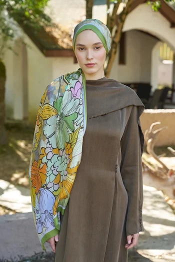 YEŞİL Ed Scarf Inspired Velarose Desen Şal