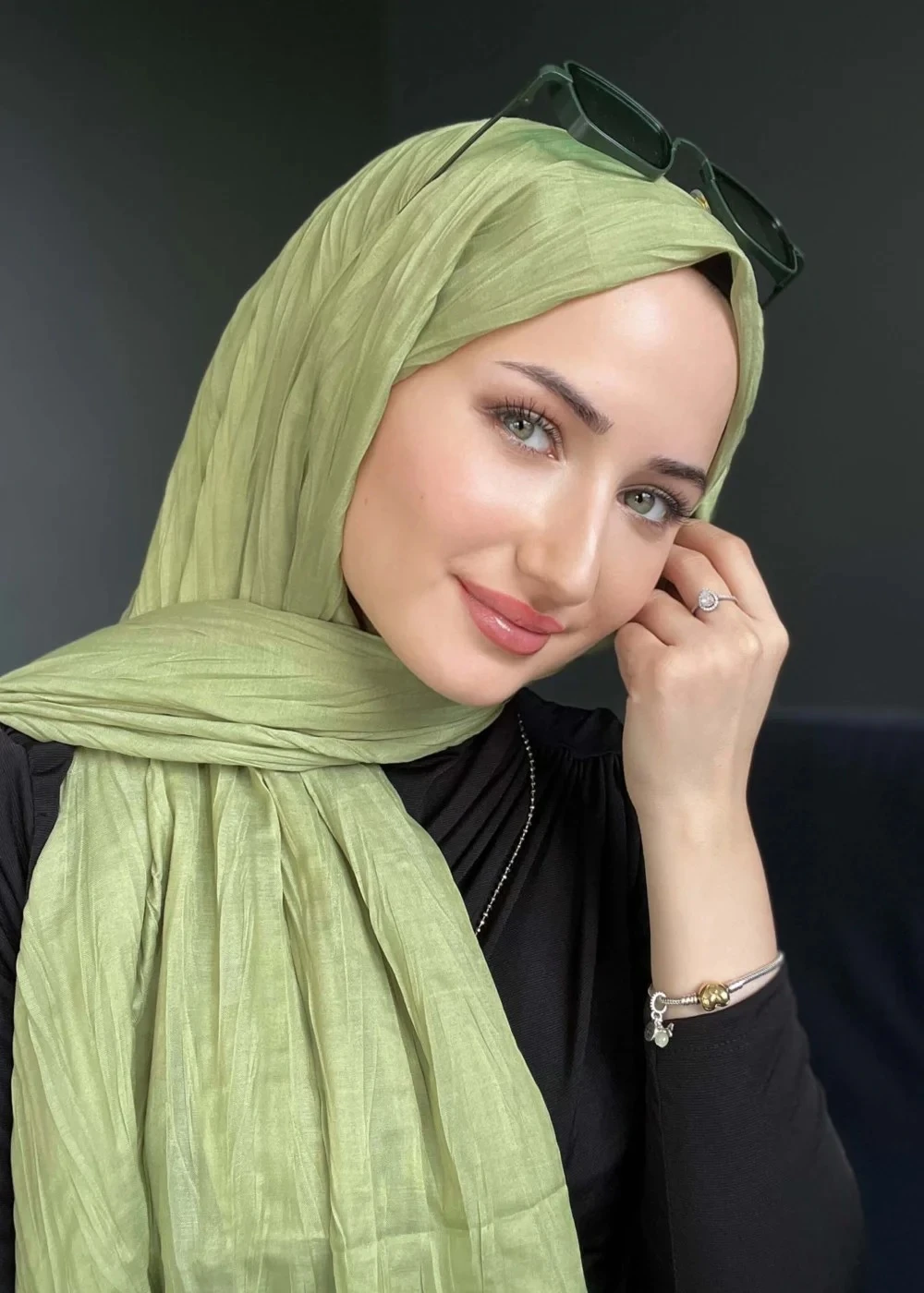 Açık fıstık yeşil Sima Dubai Şal