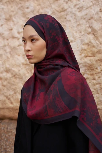 BORDO ED Scarf Sunrise Bahar Desen Şal