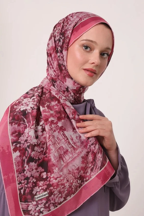 Fuşya Luvensara Desenli Silk Elite Şal