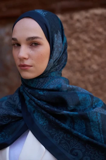 LACİVERT ED Scarf Sunrise Rüya Desen Şal