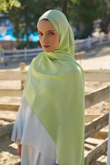 Lime Kabuğu Ed Scarf Welness Monogram Desen Şal