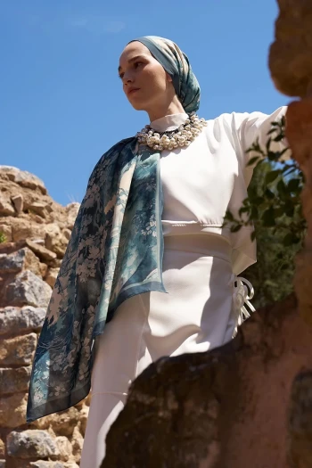 Mavi ED Scarf Sunrise Bahar Desen Şal