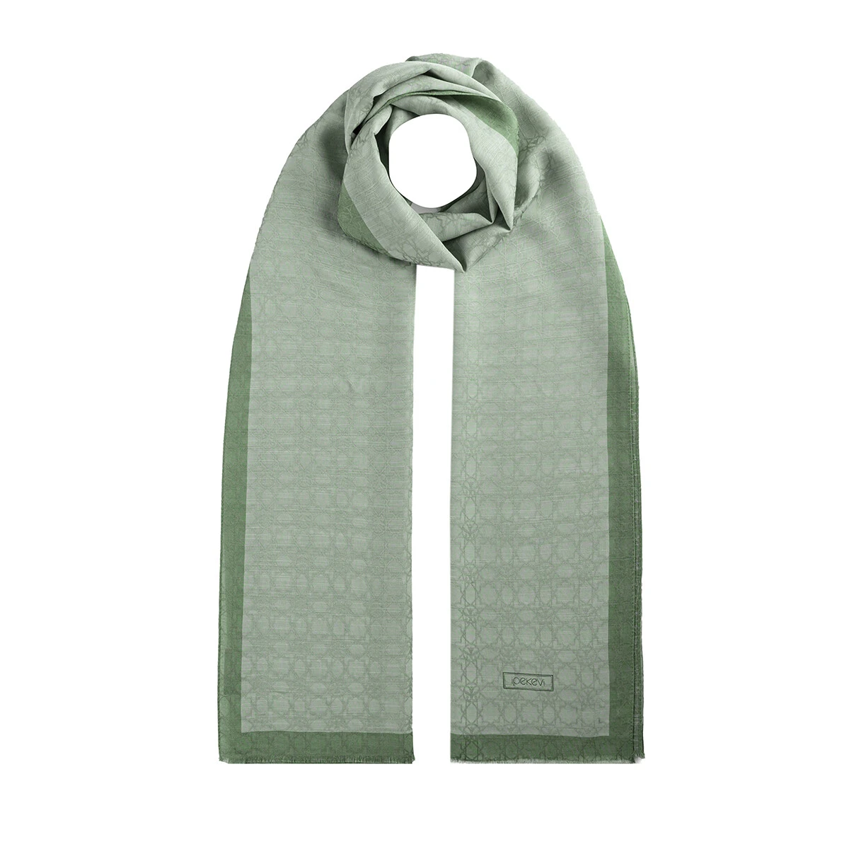 Mint Yeşili İpekevi Monogram Şal 4356