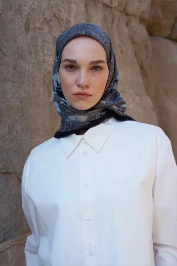 SİYAH ED Scarf Glaze Braid Desen Eşarp