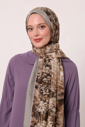 Vizon Luvensara Desenli Silk Elite Şal
