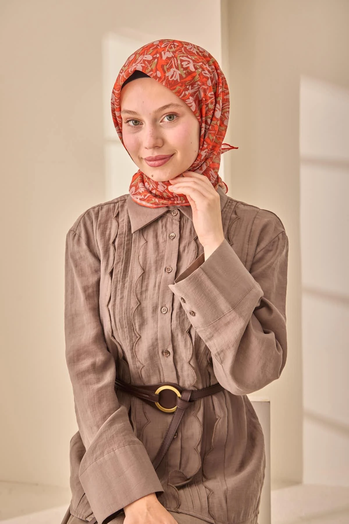 09 Silk Home Soft Fırça Desen Eşarp