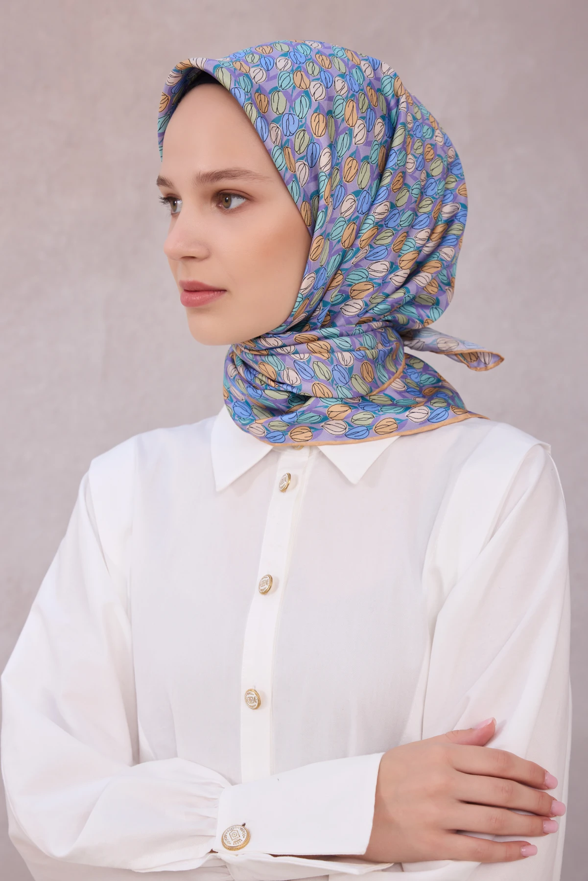 10 Belli Twill İpek Eşarp 4204D