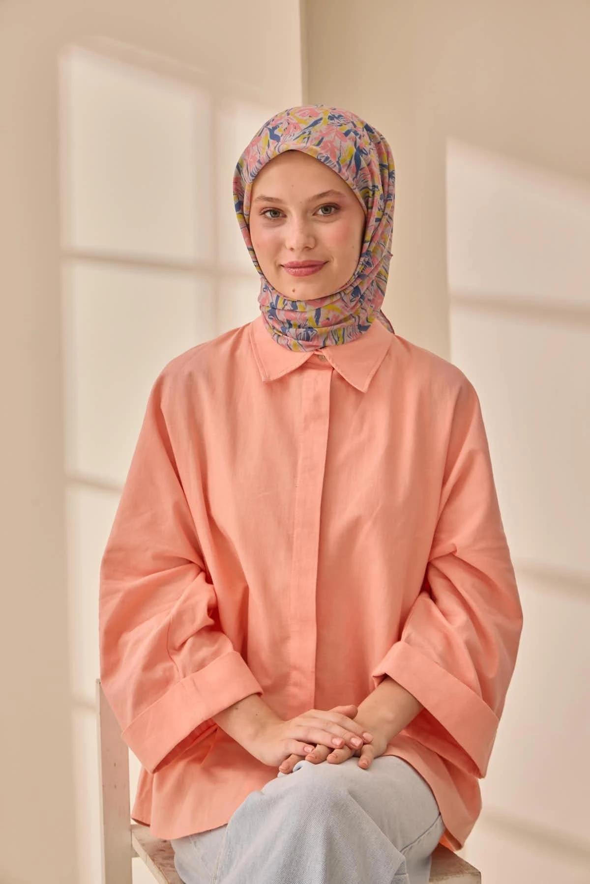 13 Silk Home Soft Fırça Desen Eşarp