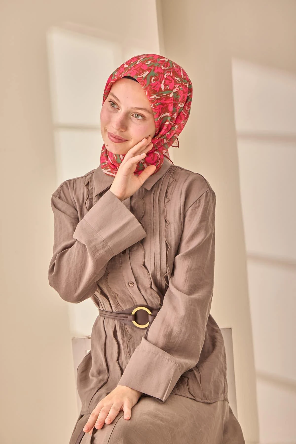 27 Silk Home Soft Fırça Desen Eşarp