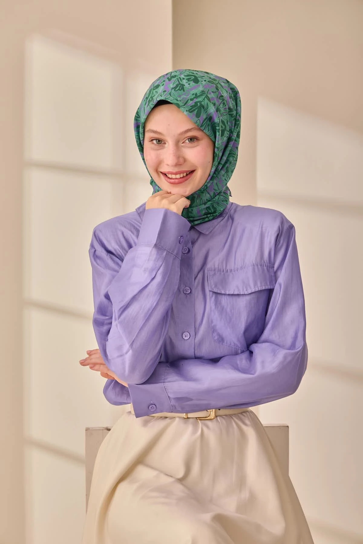 36 Silk Home Soft Fırça Desen Eşarp