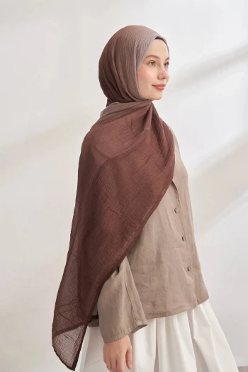 ACI KAHVE Armanda Degrade Biyeli Müslin Şal 3359