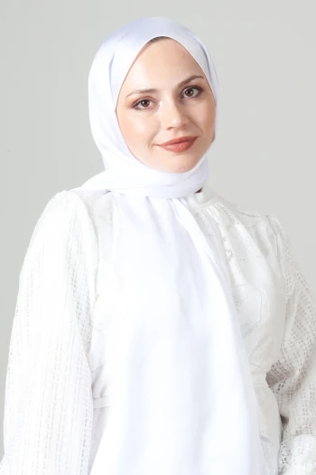 Beyaz Harem Scarf Como Saten Şal