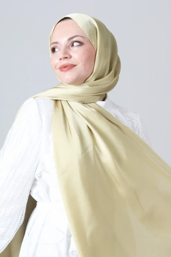 Çay Yeşili-56 Harem Scarf Como Saten Şal