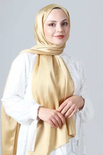 Gold Harem Scarf Como Saten Şal