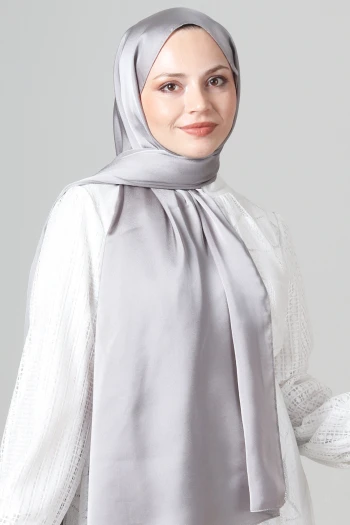 GÜMÜŞ Harem Scarf Como Saten Şal
