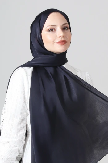 Koyu Lacivert Harem Scarf Como Saten Şal
