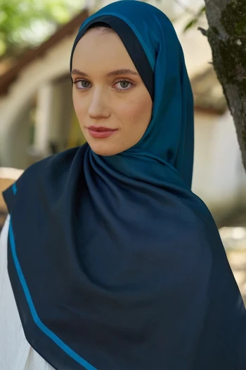 LACİVERT ED Scarf Inspired Degrade Desen Şal