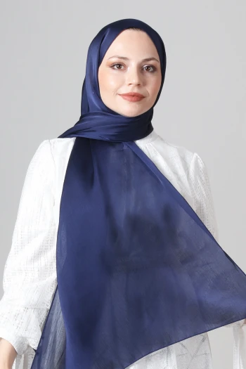 LACİVERT Harem Scarf Como Saten Şal