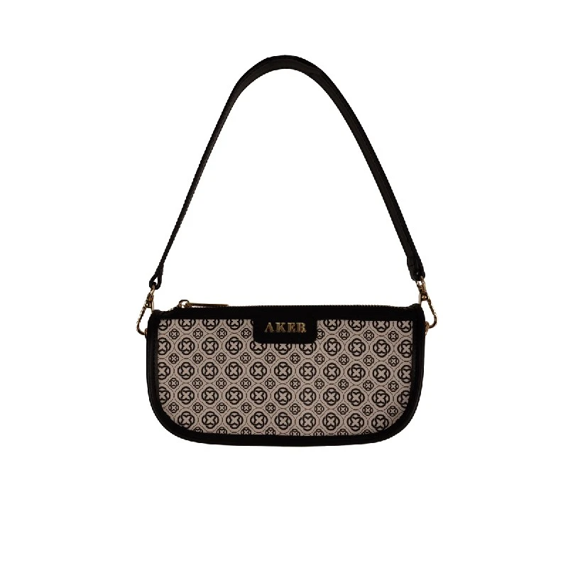 Siyah Beyaz Aker Monogram Omuz Çanta CNT20160