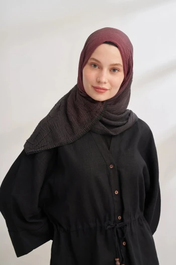 Siyah-Bordo Armanda Degrade Biyeli Müslin Şal 3359