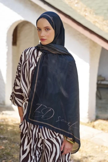 SİYAH ED Scarf Inspired Degrade Desen Şal